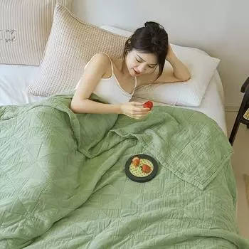 Одеяла из чистого хлопка, летние, простые, рельефные, 4 слоя, марлевые, охлаждающие, двуспальные, парные, одеяла, покрывала на кровать 150x200cm жёлтый