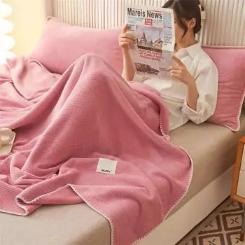 Одеяла из шерсти с ощущением вафли, мягкие летние роскошные стильные пледы, двухслойные многофункциональные композитные одеяла с кондиционером 100x150cm