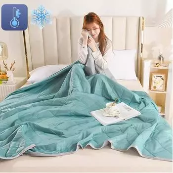 Одеяла с ледяным охлаждением. Дышащее гладкое одеяло с кондиционером. Легкое летнее одеяло с двухсторонней охлаждающей тканью. S 100x150cm
