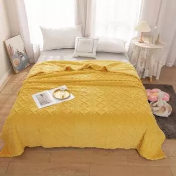Одеяло AC Ultra-Soft Single Layer Plush Comfort Pure Color Jacquard Woven Rhombus Pattern Maximum Comfort Microfiber Super Warm Winter Blanket 150x200cm