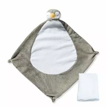 Одеяло angeldia angeldear животное пингвин полотенце подарок ребенку мини-одеяло мягкая игрушка первая игрушка для новорожденного японский натуральный продукт детская марля серый