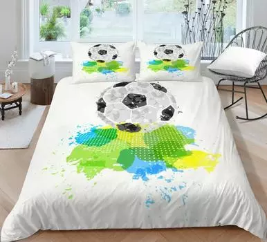 Одеяло Чехол 3D Футбол Постельное белье Наволочные шкафы Пододеяльники Домашние постельные ткани Декор Покрывала Постельный набор Микрофибра Мягкая Single 135x200cm