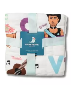 Одеяло Coco Moon Kine Alphabet с узором «Гавайи» 8 слоев пеленок Мягкое на ощупь, как шелк [Одеяло-одеяло/Азбука Гавайев]