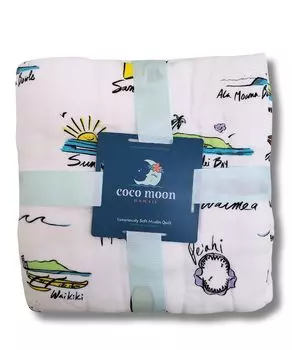 Одеяло Coco Moon Surf Pattern Sea Hawaii 8 слоев пеленок Мягкое, как шелк на ощупь [Одеяло Quilt Blanket/Surf Report]