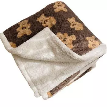 Одеяло для детей и взрослых, плюшевое одеяло с принтом медведя и милого щенка, двухстороннее одеяло из овечьей шерсти, фланель, шерпа 70*100cm белый