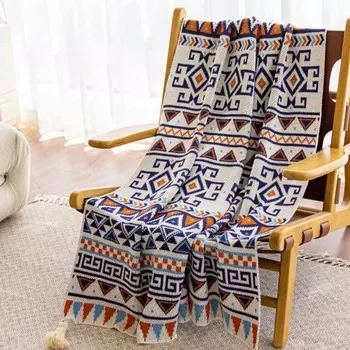 Одеяло для дивана, домашний коврик для пикника, дорожное одеяло, кровать, утолщенное большое мягкое одеяло, вязаное одеяло с кисточками для дивана, декоративная шаль 70 * 100CM