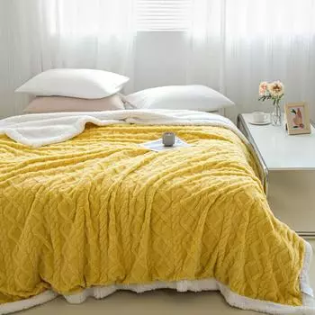 Одеяло для дивана из овечьей шерсти Tuff в скандинавском стиле: Мягкий, однотонный, для круглогодичного использования 70x100cm - 0.4kg