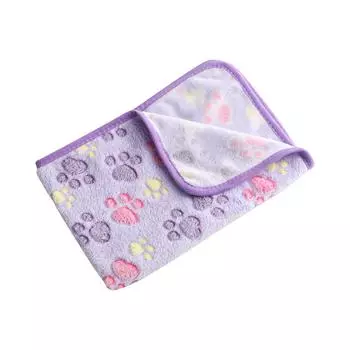 Одеяло для домашних животных, сезонное одеяло, теплое коралловое бархатное одеяло с принтом «лапки», одеяло для кошек и собак One Size фиолетовый