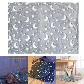 Одеяло для домашних животных, светящееся в ночи, супермягкое, можно стирать в машине, теплое фланелевое одеяло для кровати для собак M серый