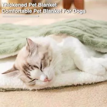 Одеяло для домашних животных, теплое, мягкое, удобное, плюшевое одеяло для собак и кошек, утолщенное теплое спальное одеяло для домашних животных, товары для домашних животных S зелёный