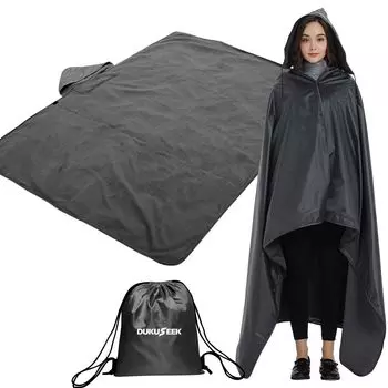 Одеяло для кемпинга DUKUSEEK 140x200 см, большое, 300GSM, флис 210D, устойчивое к холоду и ветру, компактное, для путешествий, парков, экскурсий, отдыха, предотвращения стихийных бедствий, выживания чёрный