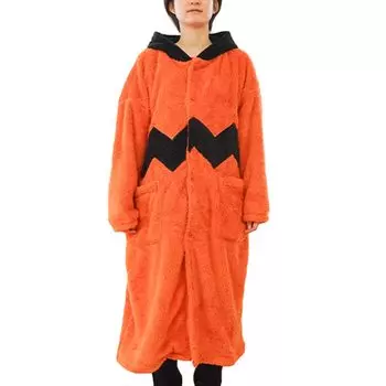 Одеяло для ношения Милый пушистый Дораэмон Боа Комнатная одежда Свободный размер Оранжевый Зима Осень Теплый флис Фланель Длинный рукав Длинная парка Товары Дораэмон Я оранжевый