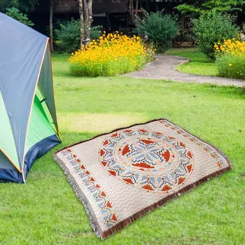 Одеяло для пикника, богемное одеяло с кисточкой, легкий коврик, летний пляж