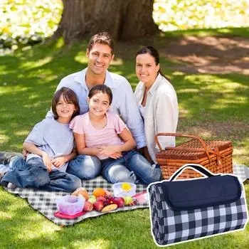 Одеяло для пикника на открытом воздухе, очень большой складной легкий водонепроницаемый коврик для песка для пляжа, кемпинга, походов, террасы, темно-синий One Size