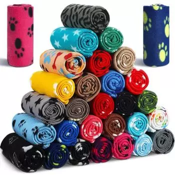 Одеяло для щенков, мягкое флисовое одеяло для домашних животных, для маленьких, средних и больших собак, кошек, котят, теплое одеяло с принтом лап, коврик для сна, покрывала для кровати 60x70cm