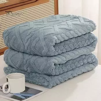 Одеяло для сна, двухстороннее, однотонное, толстое, плюшевое, трехмерное, тиснение, машинная стирка, для офиса, дома, кровати, дивана, путешествий, уюта, тепла, зимы 100 cm кофейный