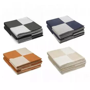 Одеяло для сна, клетчатое покрывало с фирменным дизайном, покрывало на диван-кровать, вязаное флисовое одеяло с узором «тики», мягкий шерстяной шарф, шаль, одеяло крупной вязки 130x170CM