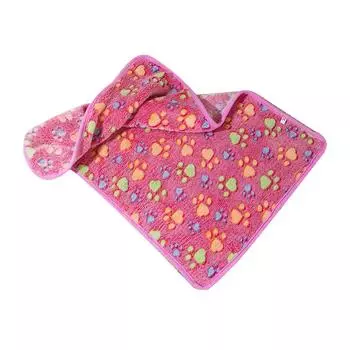 Одеяло для собак с милыми отпечатками когтей на розовом термальном мягком волокне, удобное одеяло для сна для кошек для дома S