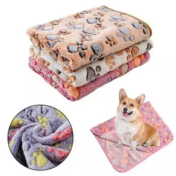 Одеяло для собаки, зимнее теплое пушистое пушистое одеяло для щенка и кошки, милый след, толстая спальная кровать для домашних животных, удобные принадлежности для маленьких собак, чихуахуа XS: 25*25CM