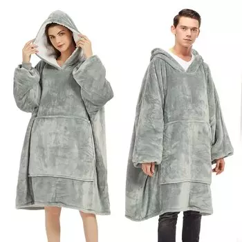 Одеяло для зимней комнаты, длинное, влажное, теплое, ребристое, двухслойное, для всего тела, с начесом, овечье одеяло для обогрева, энергия, включает в себя большую холодную машину серый