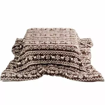 Одеяло-футон Iris Plaza Kotatsu 190 x 190 см, квадратное, антибактериальное, из хлопка, ручная стирка, в скандинавском стиле, с скандинавским узором, коричневое [теплый объем]