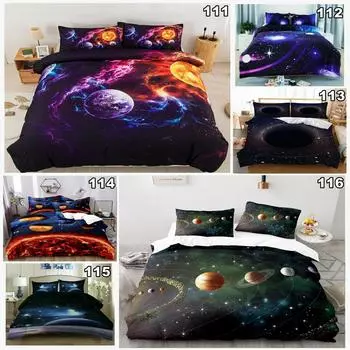 Одеяло Galaxy Planet Пододеяльник Doona Комплект постельных принадлежностей одинарного/двухместного/королевского/королевского размера Single 135x200cm