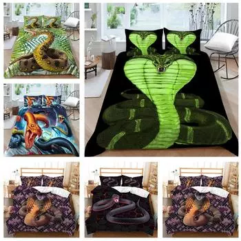 Одеяло и наволочка с 3D принтом Python, комплект постельного белья для односпальной/двуспальной кровати в Австралии, ЕС, США, полноразмерный комплект постельного белья Baby 100x135cm