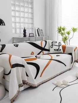 Одеяло Ins, простой чехол для дивана-кровати, дивана, большое хлопковое вязаное одеяло с кисточками, однотонное, скандинавское, декоративное, для спальни, ручная работа 180x130cm