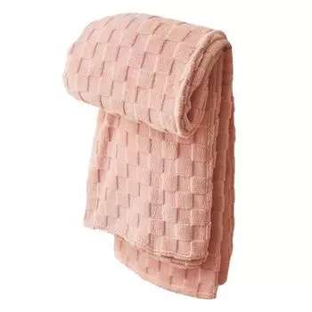 Одеяло из фланели, утолщенное, двухстороннее, плюшевое, 3D, клетчатая текстура, однотонное, для офиса, сна, дома, кровати, дивана, для путешествий, уютное, теплое, зимнее одеяло 100x150cm розовый
