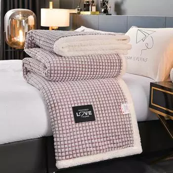 Одеяло из флиса «Снежинка», зимнее утолщенное одеяло из овечьей шерсти, двухслойное одеяло 150x200cm синий