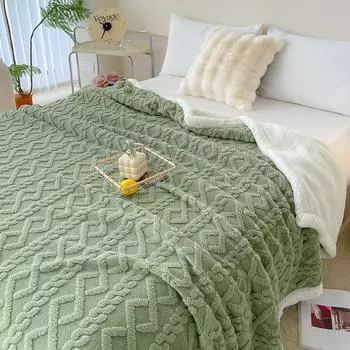 Одеяло из овечьей шерсти, бархатное одеяло из тафу, утолщенное, теплое, очень мягкое, уютное, для отдыха, одеяло из шерпы для кровати, дивана, дивана, твердое 100x150cm камео розовый