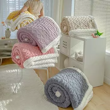 Одеяло из овечьей шерсти и тафты - толстое, теплое, однотонное зимнее и ворсовое одеяло Random Color 70x100cm