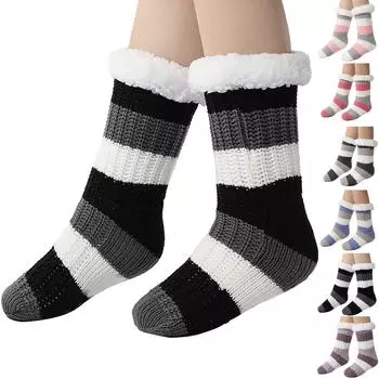 Одеяло из овечьей шерсти с принтом для осени и зимы, теплые носки для холодного сна One Size чёрный