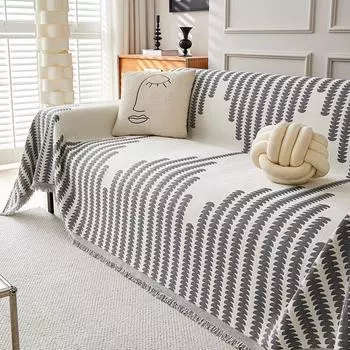 Одеяло из шенилловой ткани, классическое черное полосатое одеяло для дивана, летнее нескользящее одеяло для дивана, офисная шаль, подушка, чехлы для дивана 180x130cm чёрный