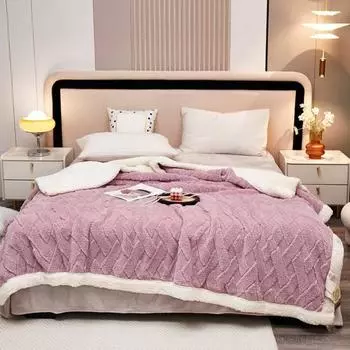 Одеяло из шерпа, двухслойное толстое теплое одеяло, зимняя кровать, мягкое плюшевое одеяло, офисное, обеденный перерыв, кондиционер 100cm зелёный