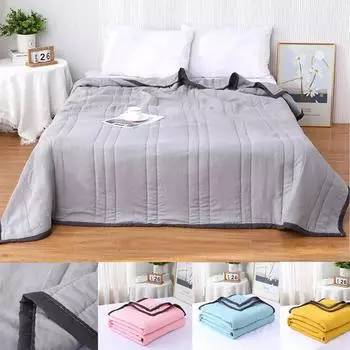Одеяло из стираного хлопка, летнее, прохладное, однотонное, с кондиционером, моющееся, для одного студента, ребенка, взрослого, летнее одеяло Edredon 100x150cm серый