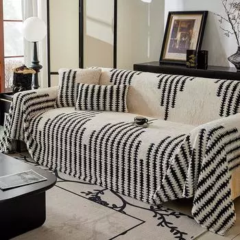 Одеяло из ткани шенилл в скандинавском стиле, универсальные пледы с кисточками для гостиной, защитное покрытие для дивана Four Seasons 110x210cm 1pc