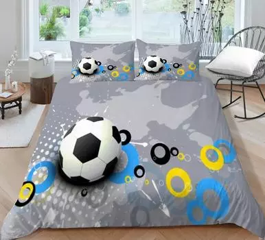 Одеяло, мягкая дышащая кровать, очаровательная наволочка с футбольным принтом, моющийся пододеяльник, комплект домашнего постельного белья, покрывала Single 135x200cm