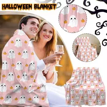 Одеяло на Хэллоуин, милое фланелевое одеяло, ультрамягкое теплое одеяло для спальни, гостиной, дивана, домашнего декора S розовый