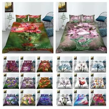 Одеяло/пододеяльник/комплект постельного белья с 3D цветочным узором, наволочка Single 135x200cm