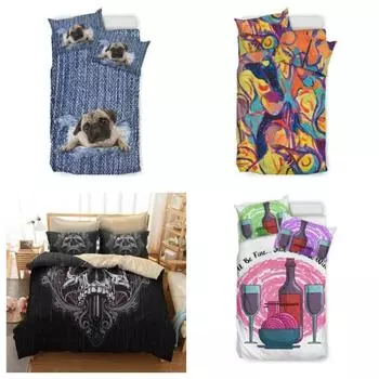 Одеяло, пододеяльник, комплект постельного белья «Верные пудели», милая собака, пудель, собаки Single 135x200cm