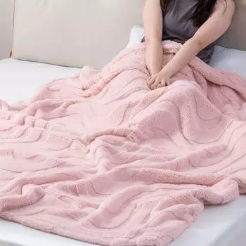 Одеяло полностью легкое 150 x 100 см для бросков и энергосбережения для стильного одеяла, моющееся, моющееся, пушистое, пушистое, теплое, одеяло, односпальное, розовый
