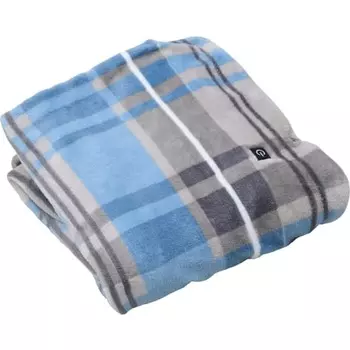 Одеяло-пончо Yamazen Electric Throw USB 130 x 80 см, моющееся, электрическое, с нитью на плечах, таймер автоматического выключения на 2 часа, клетчатый узор, синий YHK-US41(