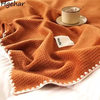 Одеяло простое в японском стиле винтажное для спальни домашний текстиль базовый Ins Nap 7 цветов удобное весеннее ежедневное полуденное для отдыха взрослых сплошное 70x100cm серый