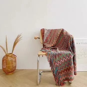 Одеяло с богемной нитью, вязаное одеяло, летнее офисное одеяло с кондиционером, одеяло для кемпинга на открытом воздухе 127*180cm кофейный