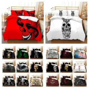 Одеяло с черепом, детское постельное белье с наволочкой, модный постельный костюм Single 135x200cm