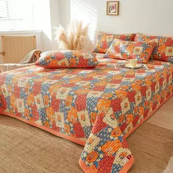 Одеяло с цветочным принтом для кровати, хлопковое покрывало в пасторальном стиле, домашняя кровать, декоративное стеганое одеяло (наволочку нужно заказать) 160x230cm 1pc