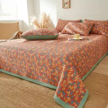 Одеяло с цветочным принтом для кровати, хлопковое покрывало в пасторальном стиле, домашняя кровать, декоративное стеганое одеяло (наволочку нужно заказать) 160x230cm 1pc