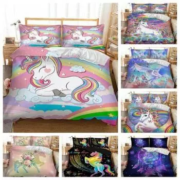 Одеяло с единорогом Doona, комплект пододеяльников, одиночное двойное постельное белье размера «queen-size», детское животное Single 135x200cm