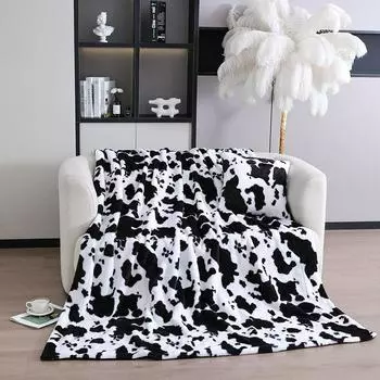 Одеяло с имитацией кроличьей шерсти и принтом в виде коровы 4545cmcushion cover